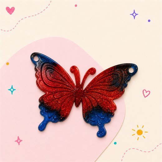 Red Blue Butterfly Decal