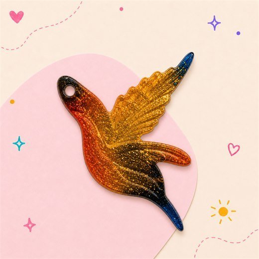 Orange Hummingbird Decal