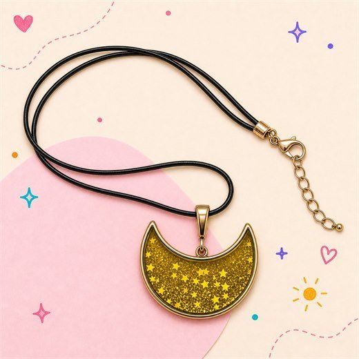 Yellow Crescent Moon Necklace