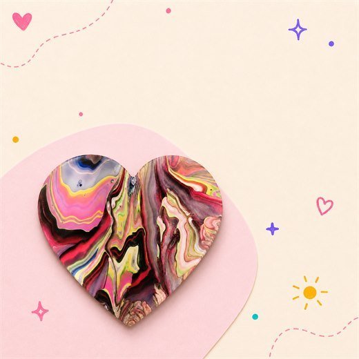 Marbled Heart Resin Piece